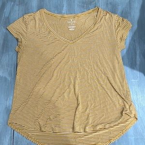 yellow and white striped american eagle shirt